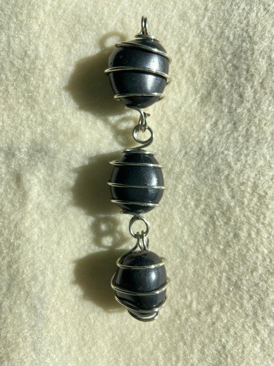 Jewelry for Palestine // Large Dangly Obsidian Pendant