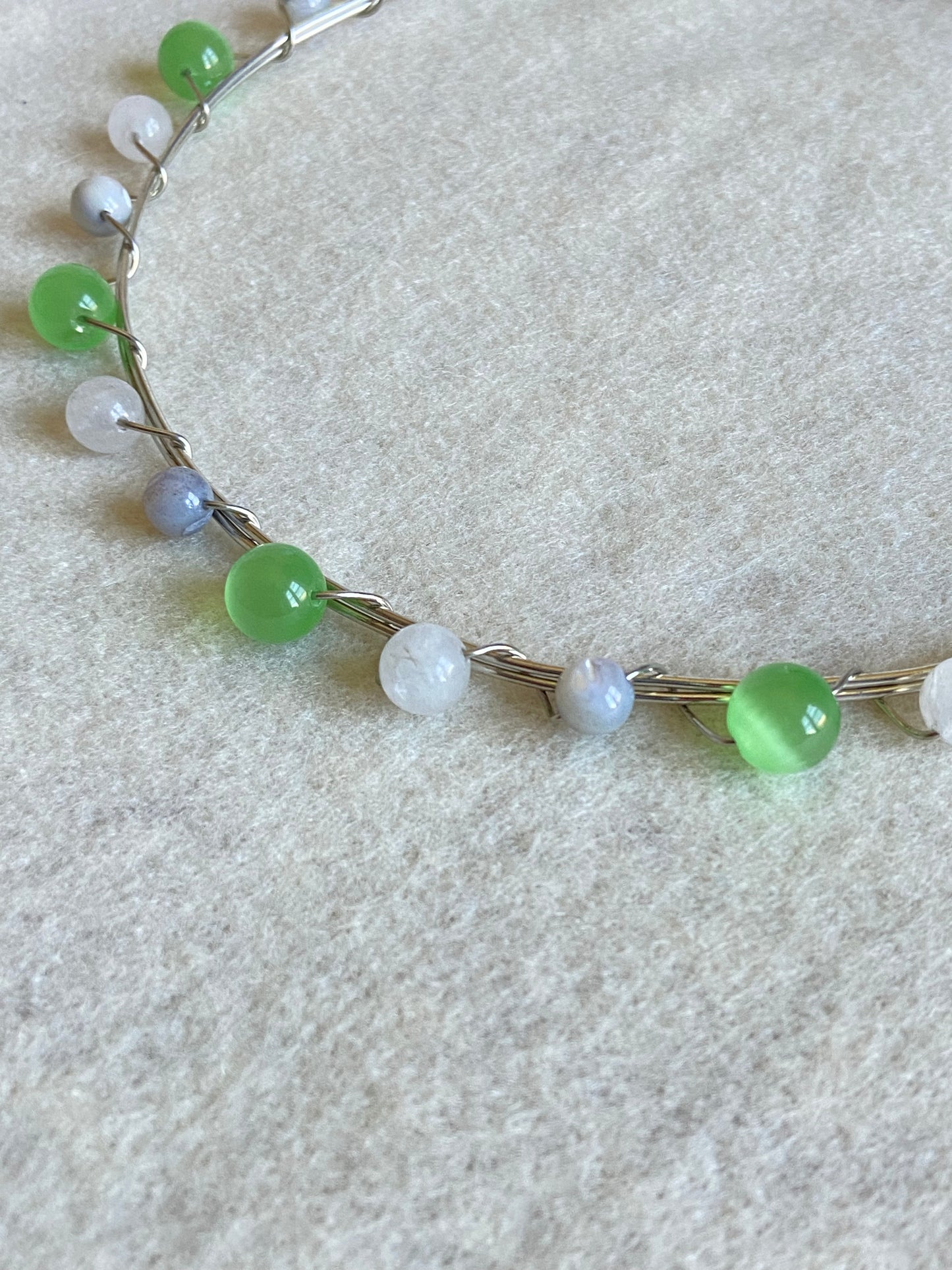 Lime/Grey/White Wire Necklace